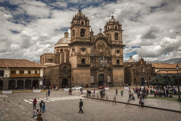 Cusco Main Plaza With Cathedral