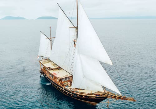 Sail yacht at sea in Indonesia