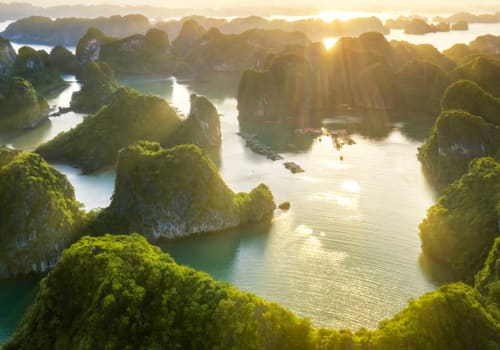 Aerial view of Halong Bay in early morning