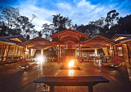 Main Lodge And Fire At Cristalino Lodge, Brazil