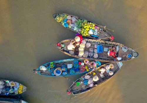 Aerial view of vendors' boats