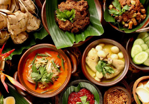 Table set with many Indonesian dishes