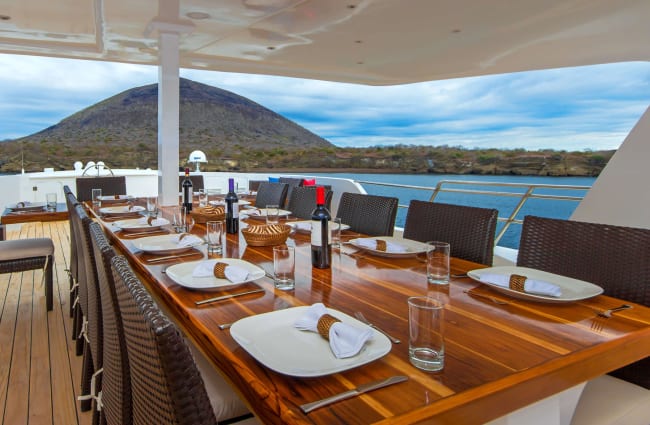 Large table on the deck