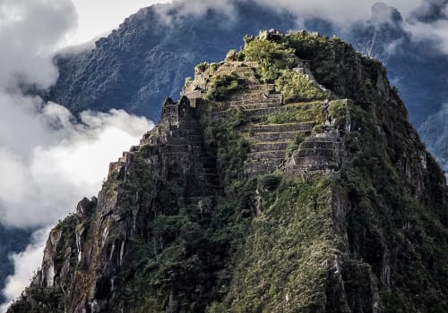 Close,Up,View,To,Top,Of,Huayna,Picchu,With,Terraces,